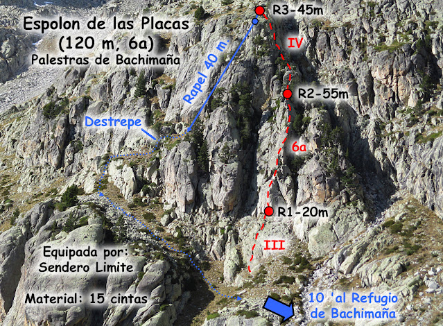 Vía de los Guardas, Vº 210m, Aguja de Bachimaña.