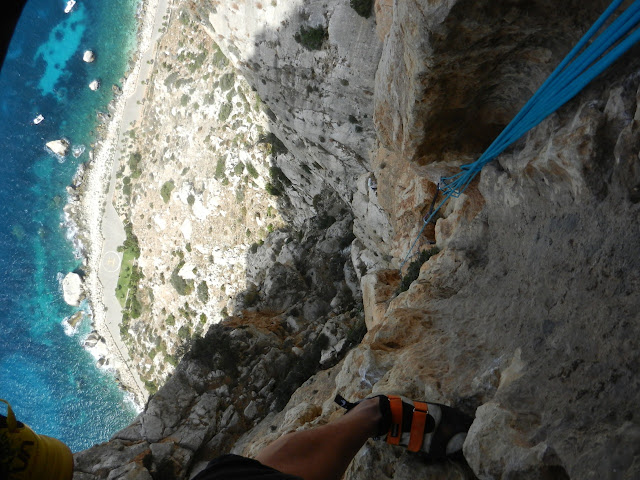 Pilar López de Sancho, 250m 6c/6b oblig. Peñón de Ifach