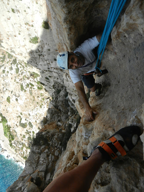 Pilar López de Sancho, 250m 6c/6b oblig. Peñón de Ifach