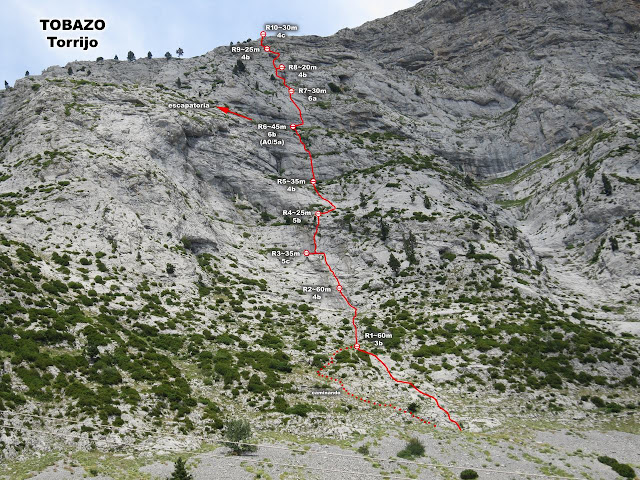 Vía Torrijo al Tobazo (400m 6b/V+ A0)