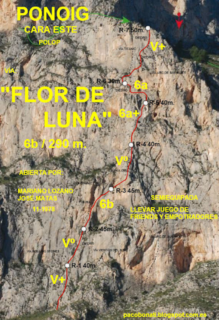 Flor de luna 300m 6a+, Ponoig