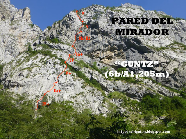 GUTZ 200m 6b/A1 (V+ obl.), Valle de Ansó, Pared del Mirador.