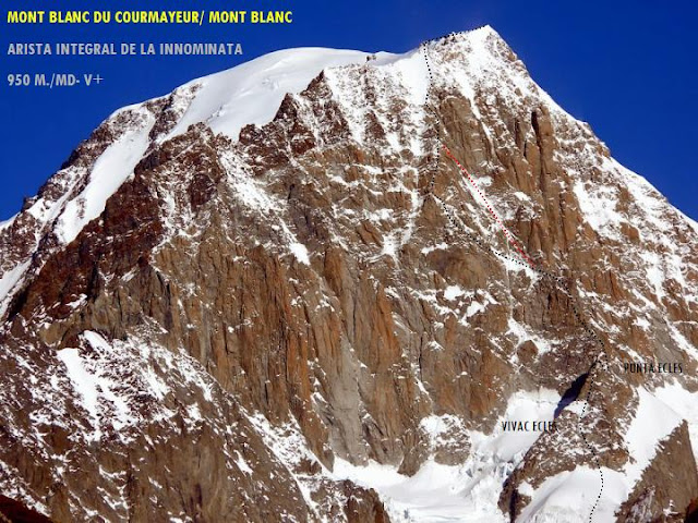 Arista Innominata al Mont Blanc, 1000m MD-