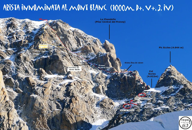 Arista Innominata al Mont Blanc, 1000m MD-