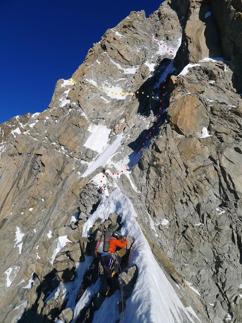 Arista Innominata al Mont Blanc, 1000m MD-