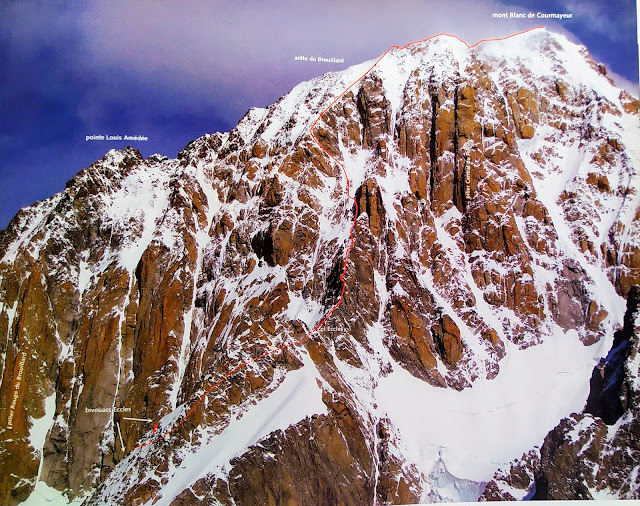 Arista Innominata al Mont Blanc, 1000m MD-