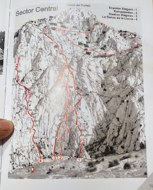 Danza de la lluvia 200m 6b+, Puig Campana cara sur