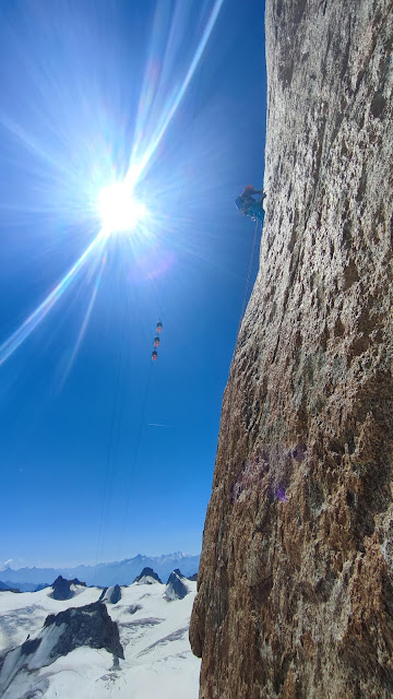 Vía Rebuffat-Baquet, Aguille du Midi. 250m MD+