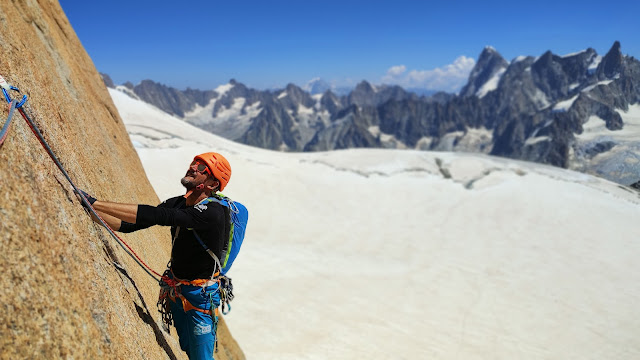 Vía Rebuffat-Baquet, Aguille du Midi. 250m MD+
