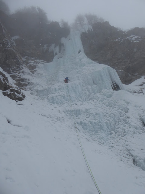 Cascada de hielo Sodoma, Aosta. Italia