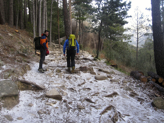 Vía Herreros a la cuarta buitrera. Pedriza invernal