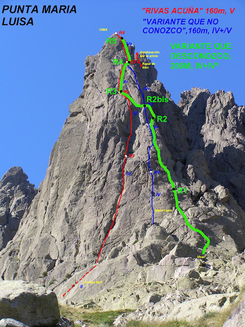 Rivas Acuña a la Punta Maria Luisa, 200m Vº+, Galayos.