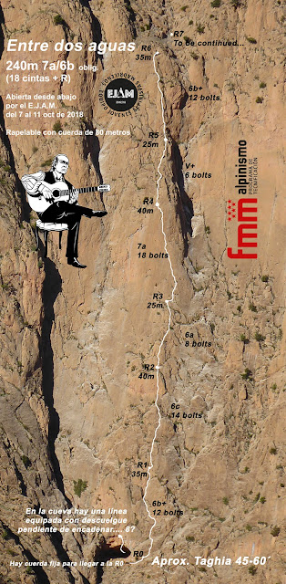 Nueva vía en Taghia: Entre2Aguas 240m 7a/6b oblig.