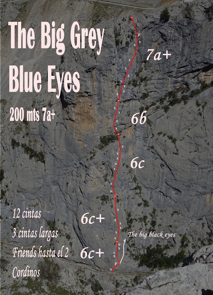 Vía The Big Grey Blue Eyes, Desfiladero del Cares. (180 m 7a+/6c Obl.)