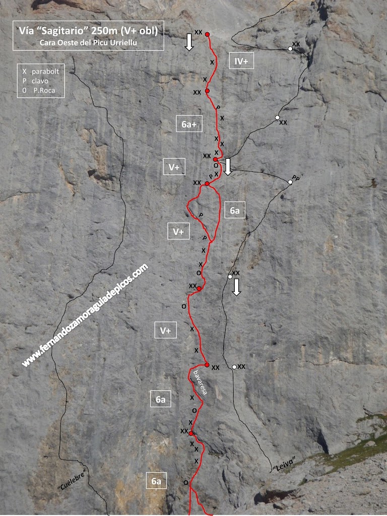 Vía Leiva al Naranjo de Bulnes, 500m 7b/6b obl.