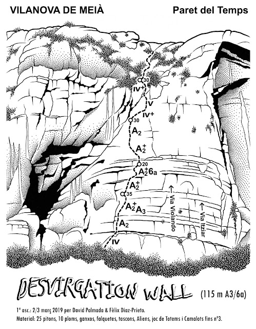 Desvirgation Wall 115m (A3/6a) Paret del Temps. Vilanova Meià