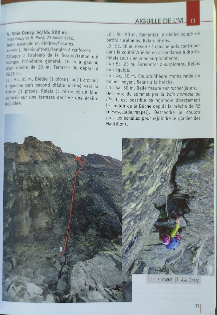 Escalada vía Couzy a la Aguile de la M, Chamonix.