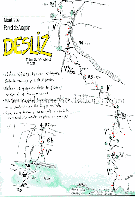 Desliz 315m 6b, Montrebei, Pared de Aragón