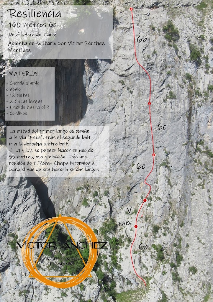 Vía Resilencia, Desfiladero del Cares (160m, 6c)