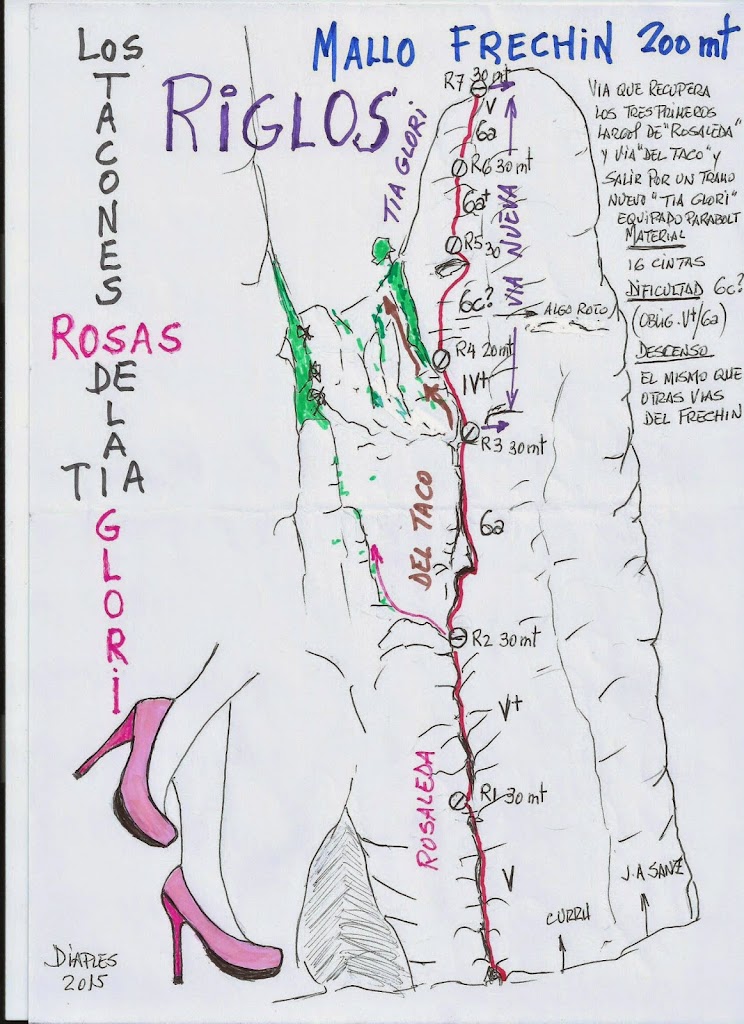 Vías Cacho a Cacho y Los Tacones, Riglos.
