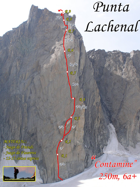 Vía Contamine Punta Lachenal, MD+ 250m